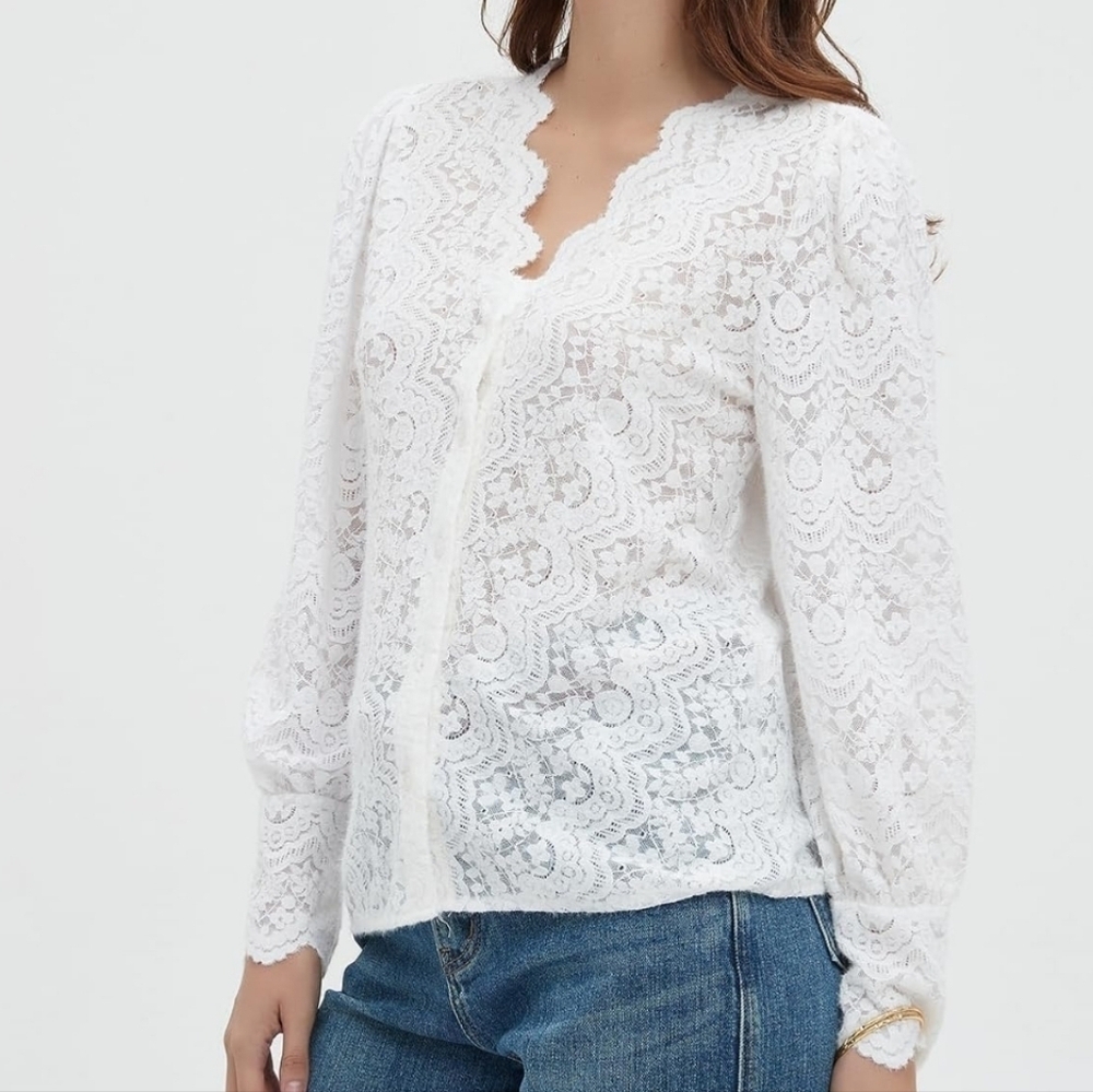 Luxveer Dressy Lace Tops or Sweater for Women V Neck NWT Size S - Picture 5 of 12